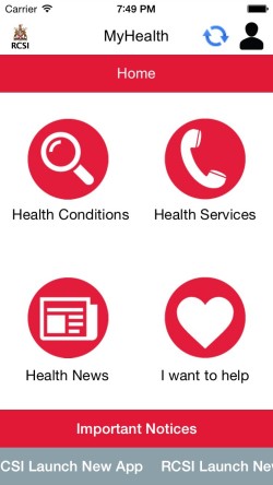 My Health App Homescreen