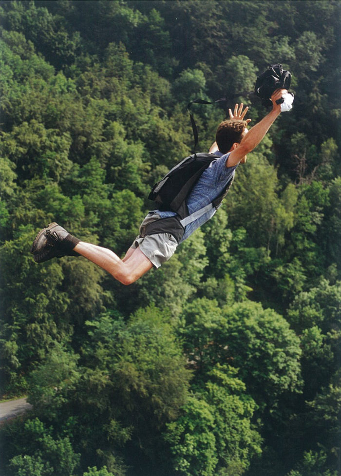 Conor's first jump from a cliff in Chamonix, France